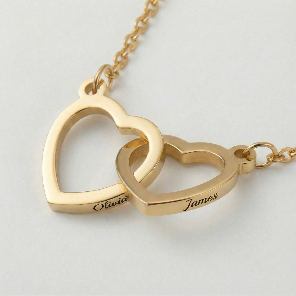 Eternal Rose Box – with Double Heart Necklace & Real Rose