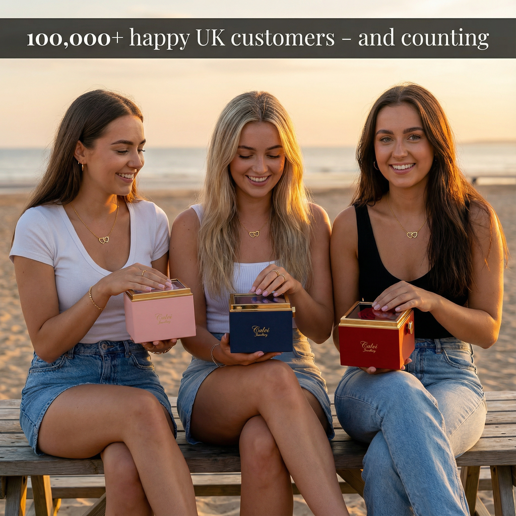 Eternal Rose Box – with Double Heart Necklace & Real Rose