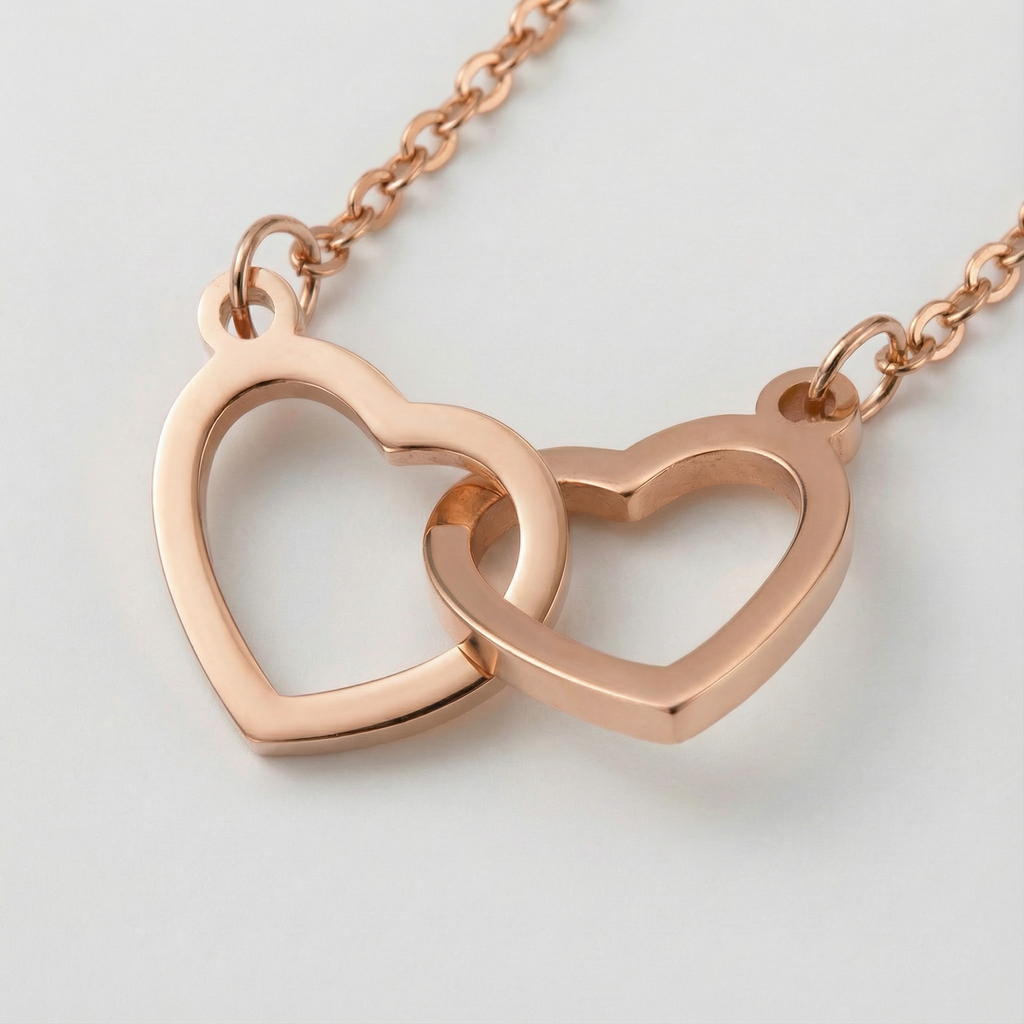 Eternal Rose Box – with Double Heart Necklace & Real Rose