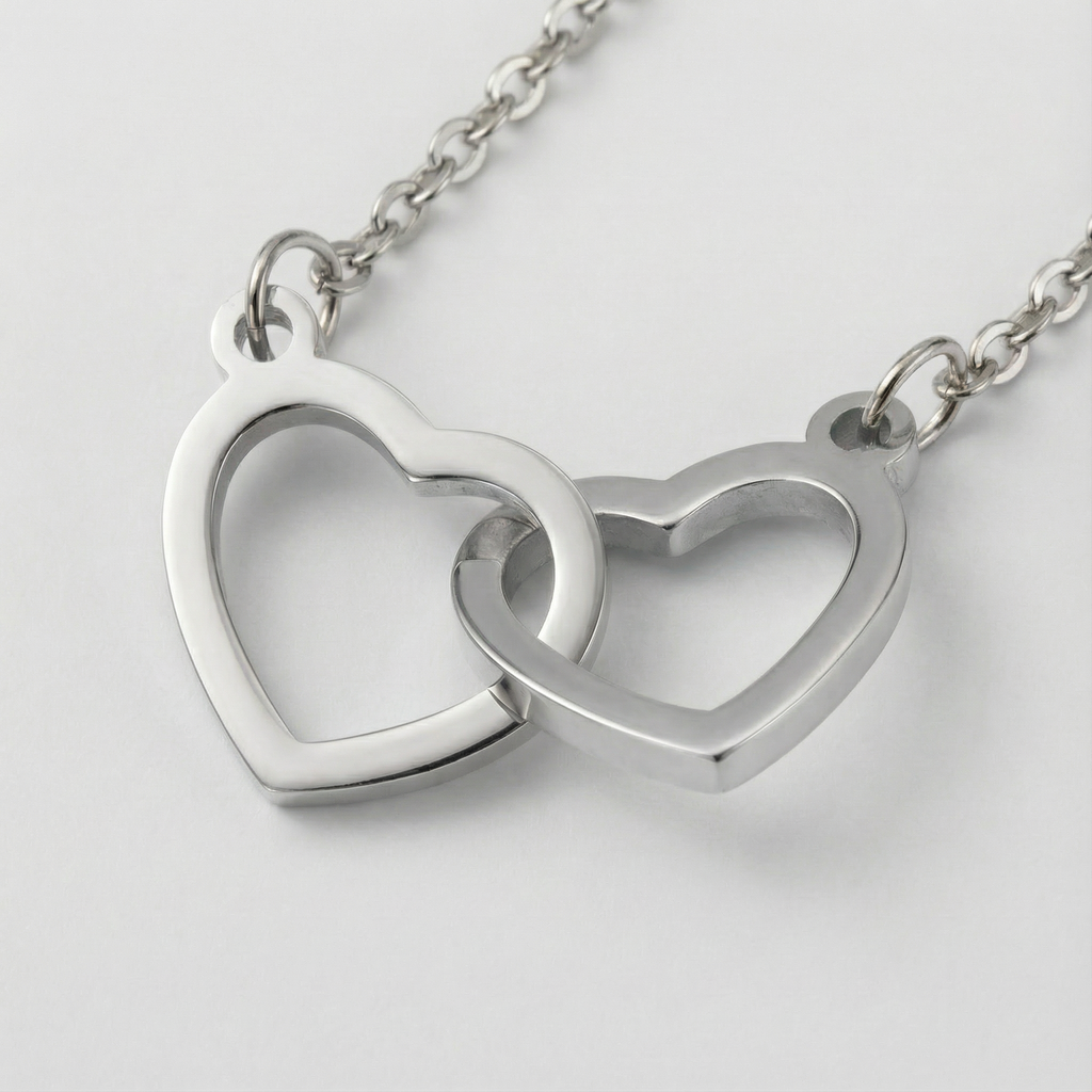 Eternal Rose Box – with Double Heart Necklace & Real Rose