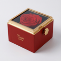Eternal Rose Box – with Double Heart Necklace & Real Rose