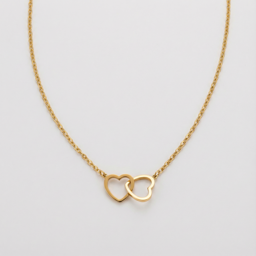 Eternal Rose Box – with Double Heart Necklace & Real Rose